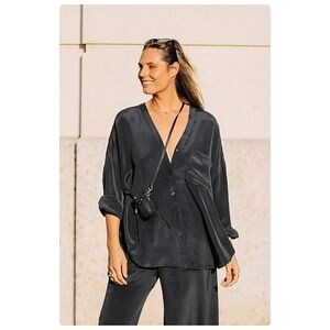 Mamene Sand Washed Silk Shirt Black
